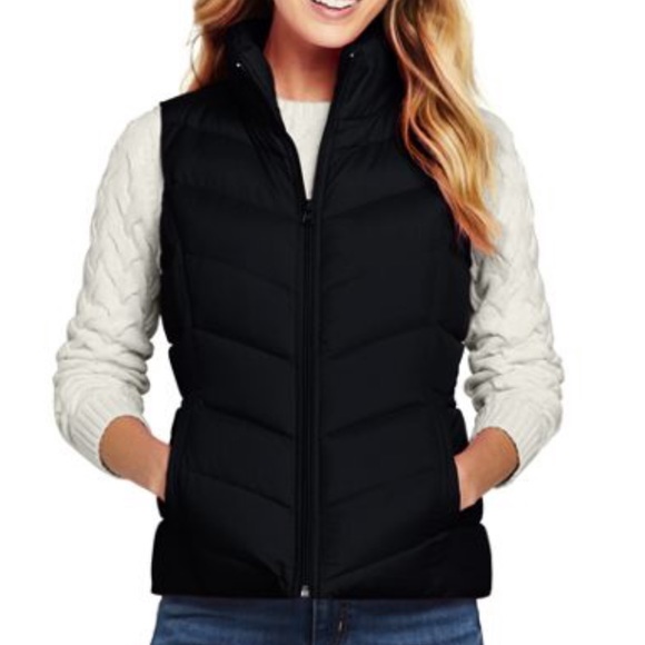 Lands End Black Duck Down Vest Size 